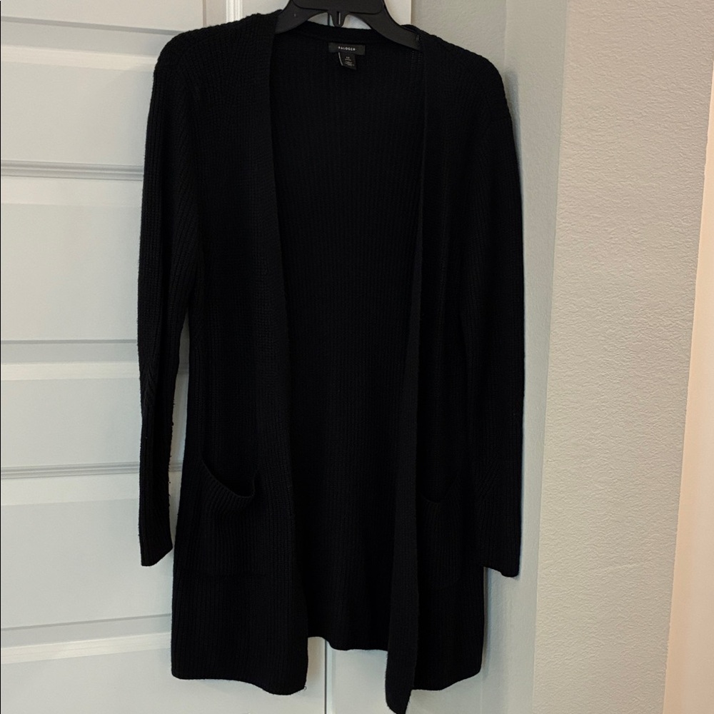 Halogen Black Open-Front Women's Cardigan Sweater